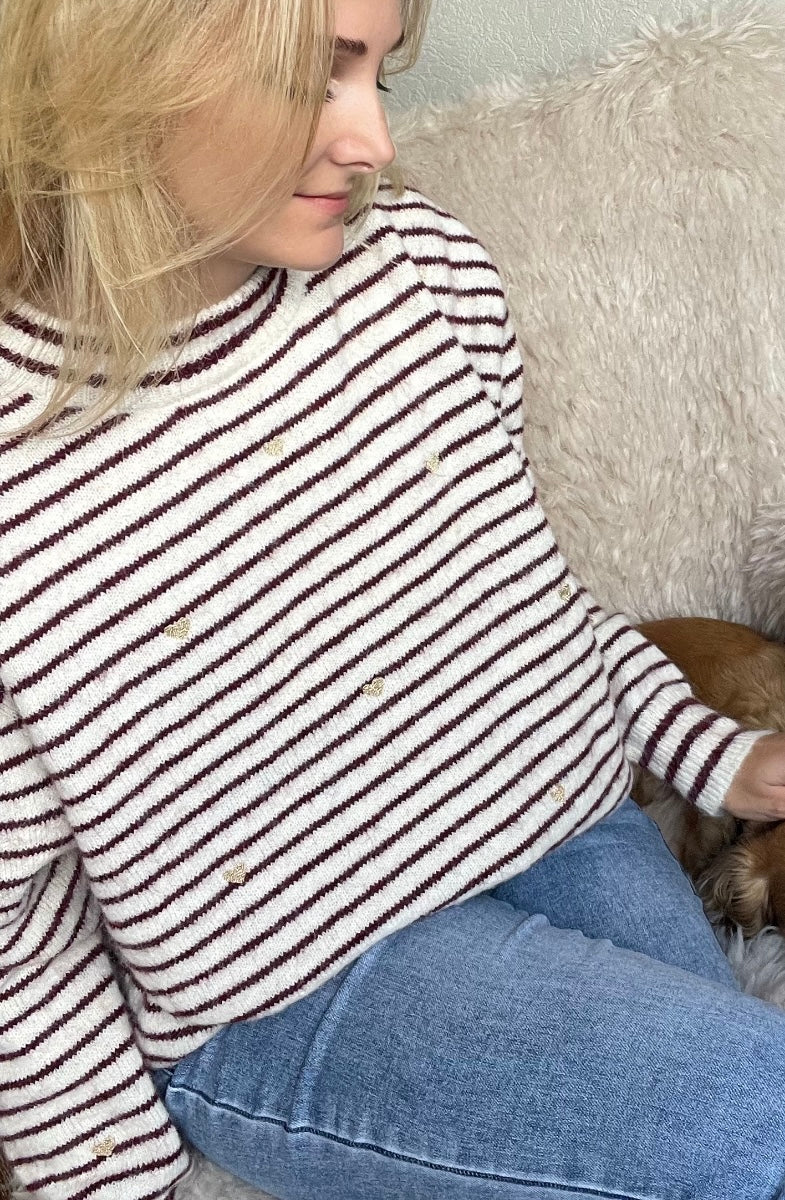 Noor Stripe Sweater - Burgundy
