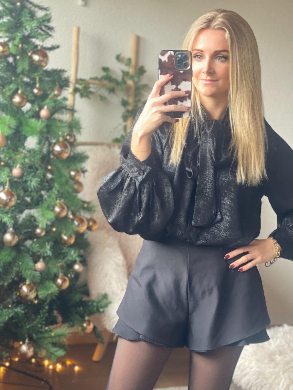 Elowyn Midnight Bow Blouse✨