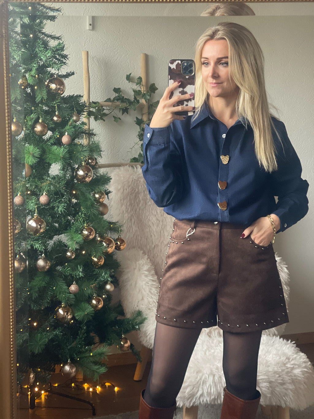 Elara Denim Heart Blouse ✨