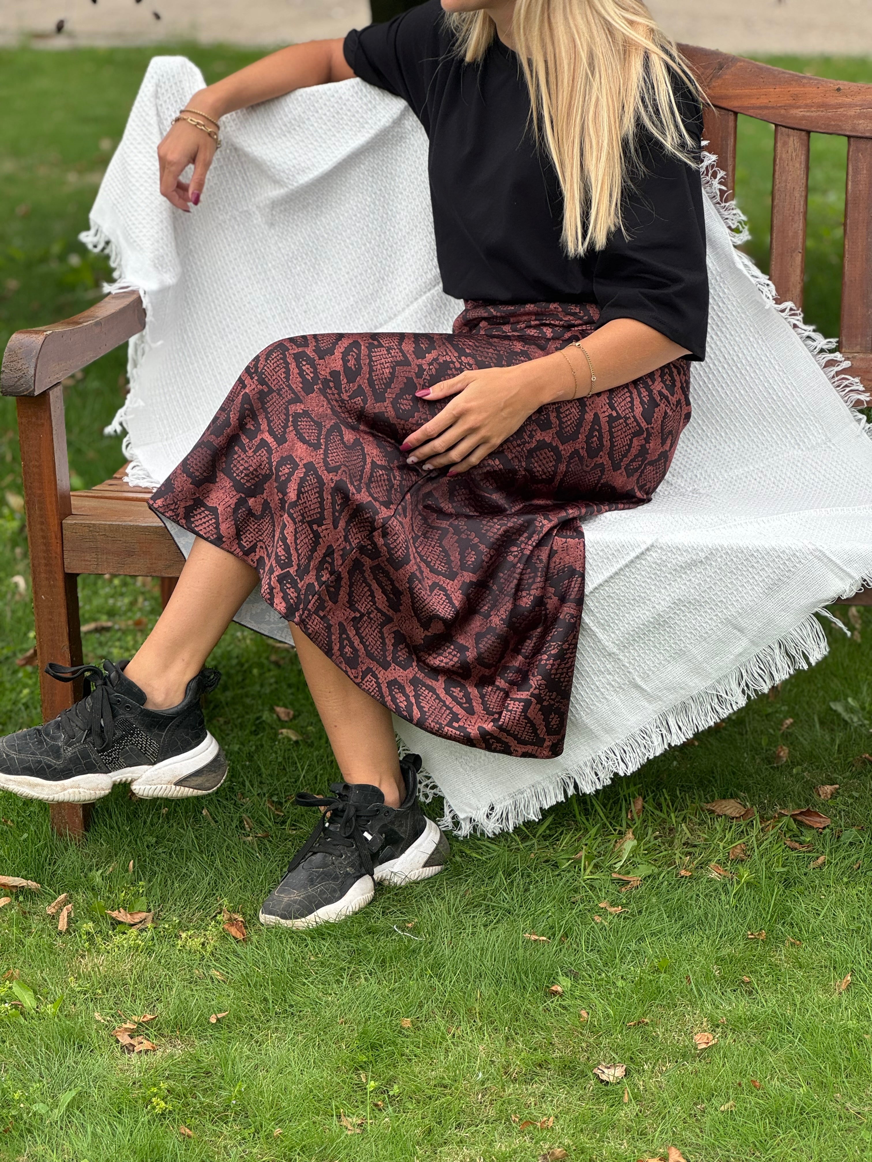 Leopard print satin look - rok