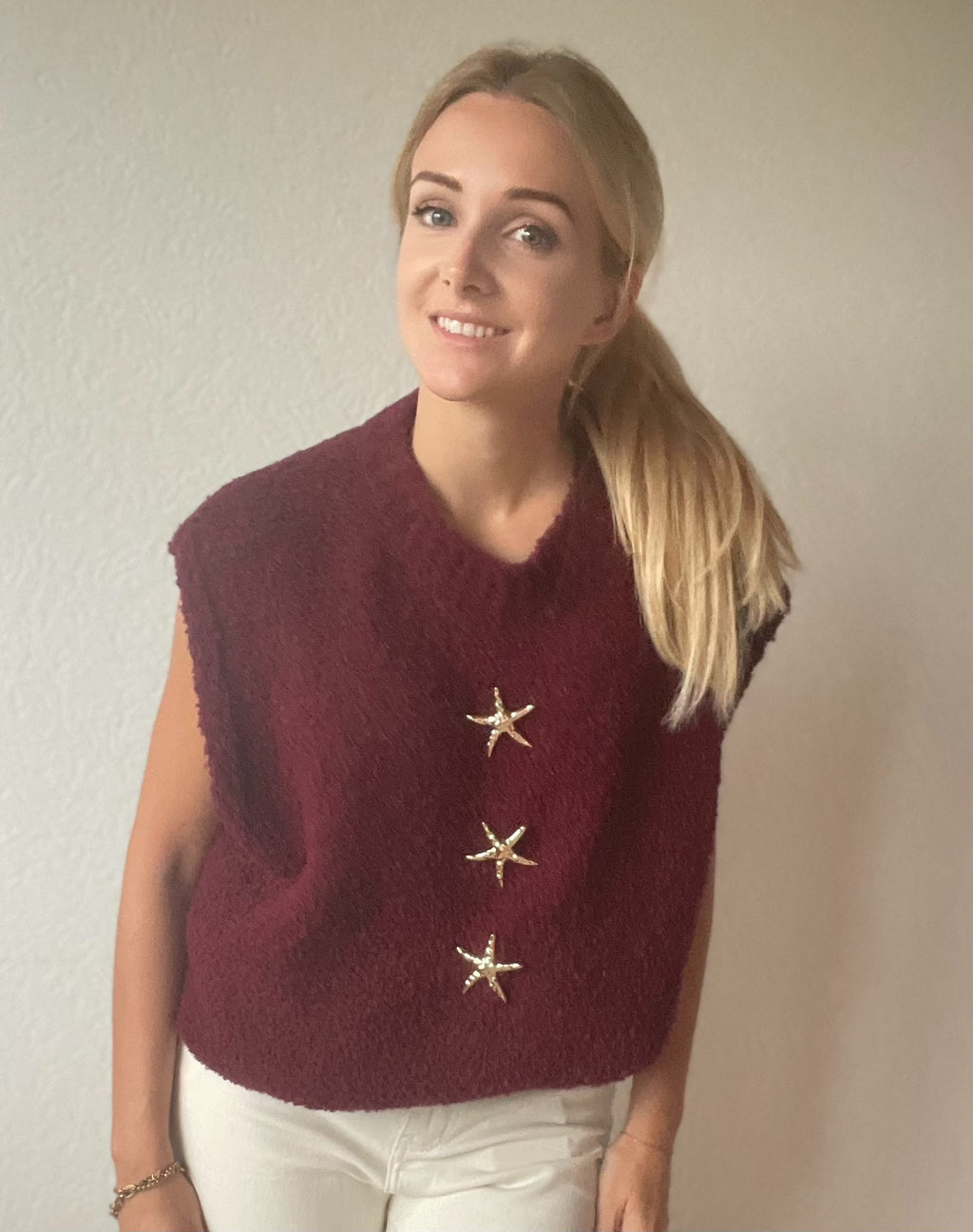 Bordeaux/burgundy Gilet / trui / sweater - ster