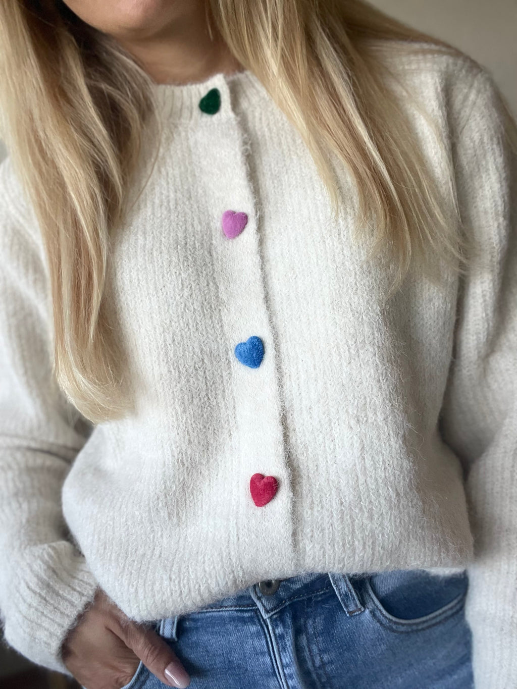 Cardigan hartjes knopen 