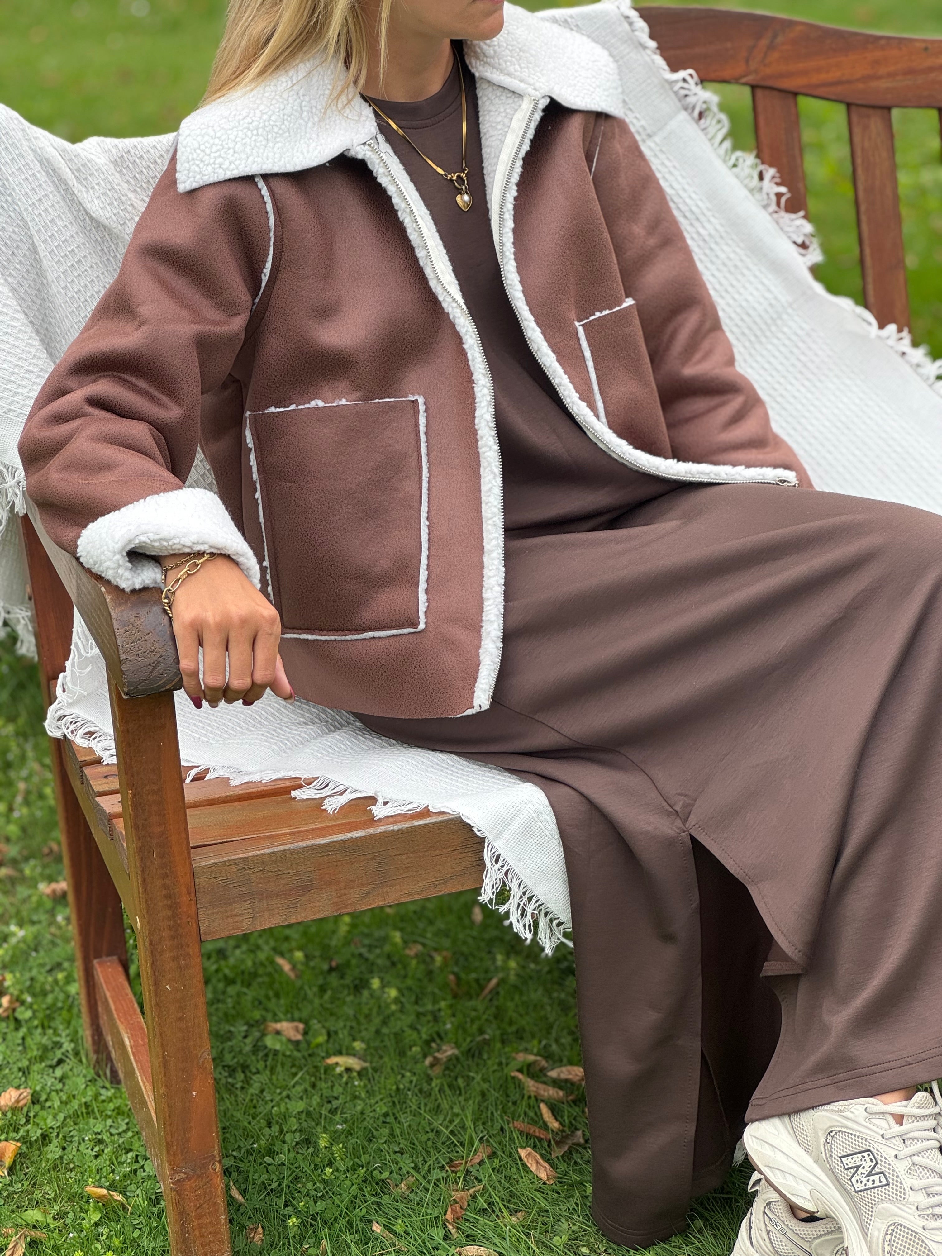 Cozy teddy jas -  bruin