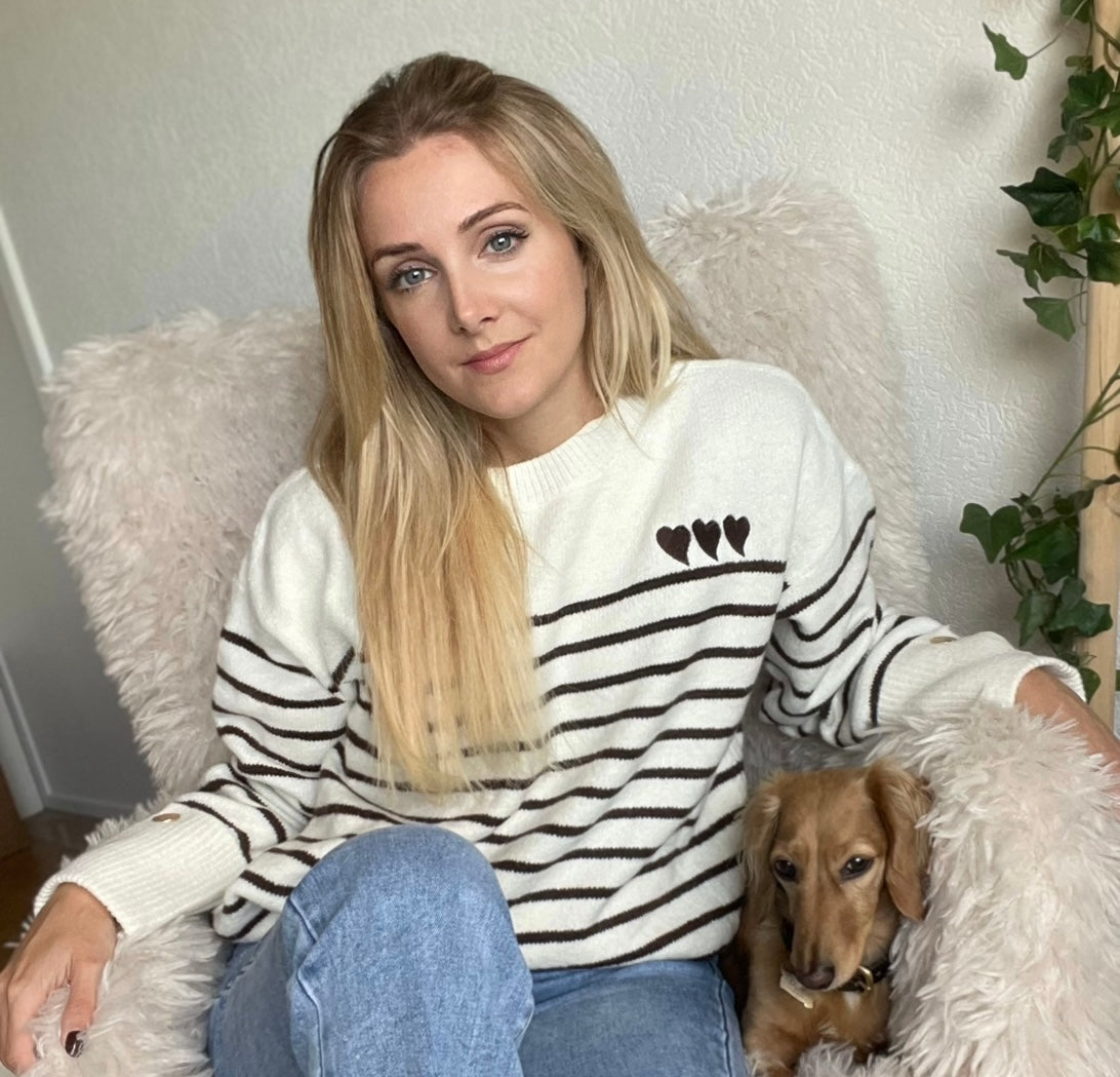 🧶 Heartline Striped Sweater