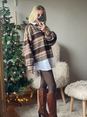 Maleni Stripe Layered Sweater✨ - Taupe