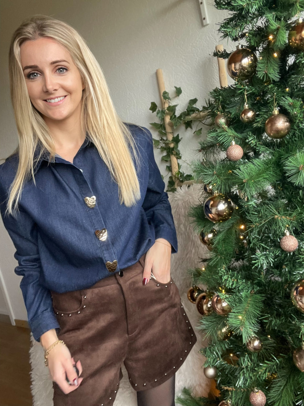 Elara Denim Heart Blouse ✨