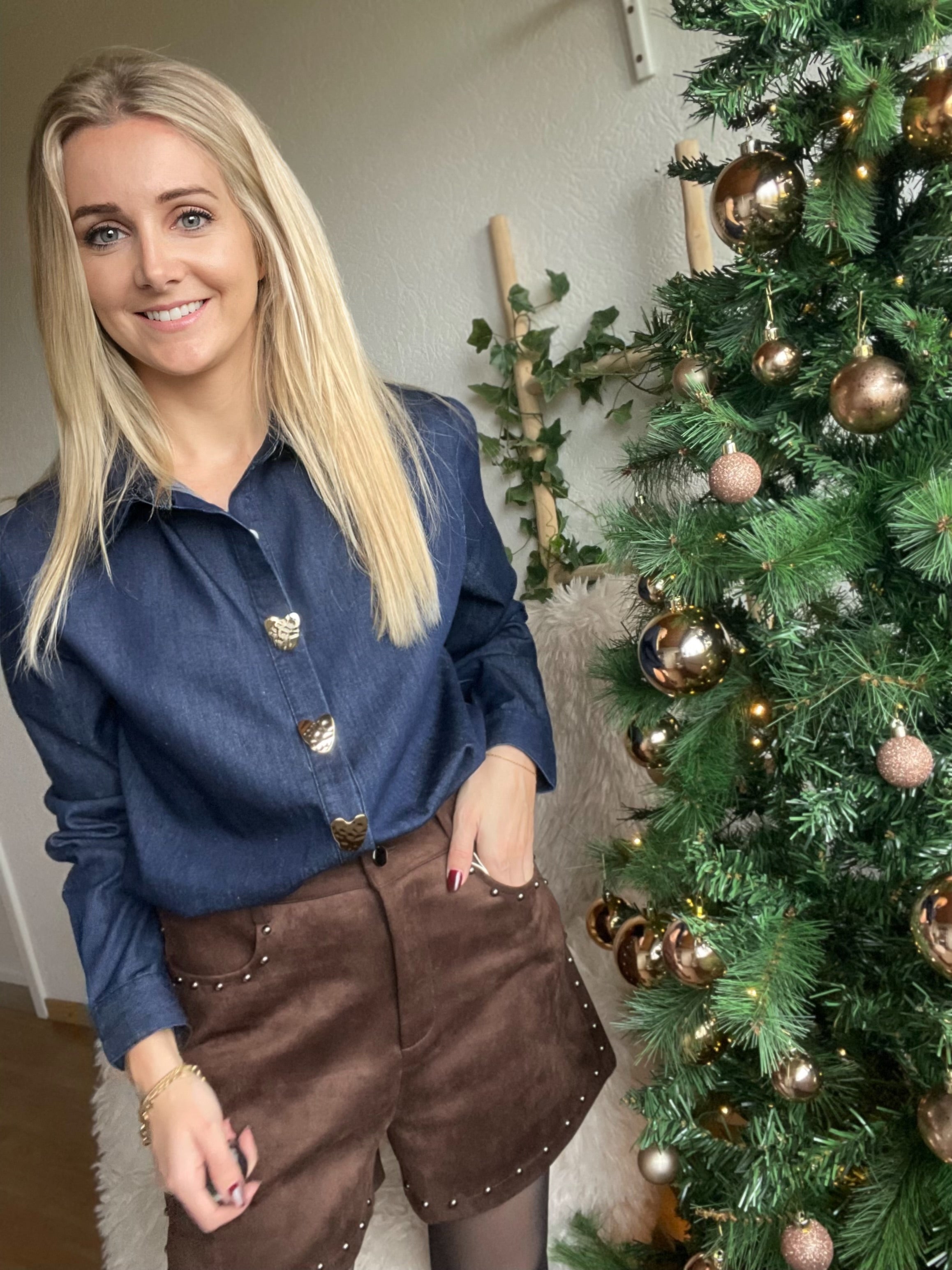 Elara Denim Heart Blouse ✨