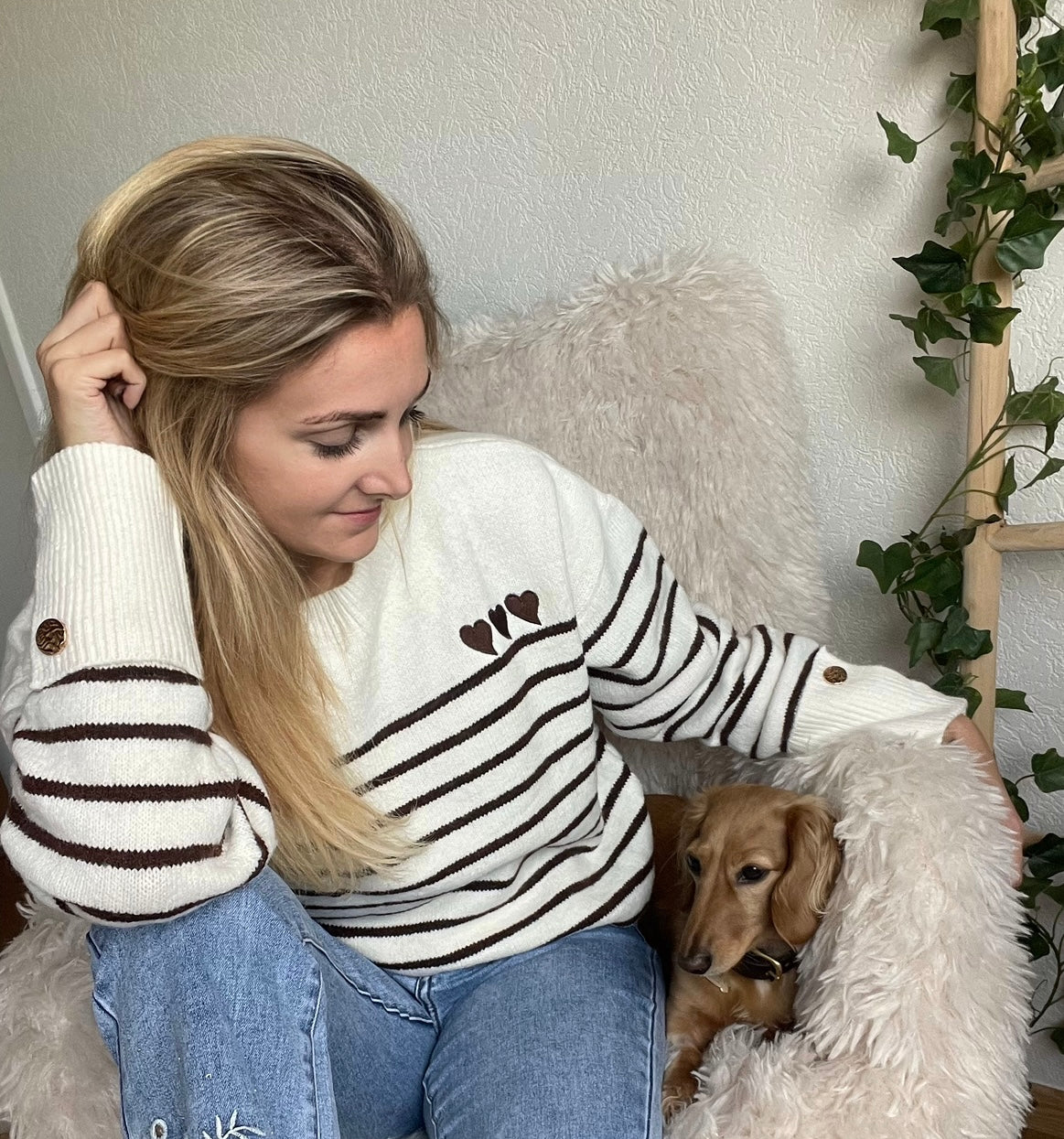 🧶 Heartline Striped Sweater