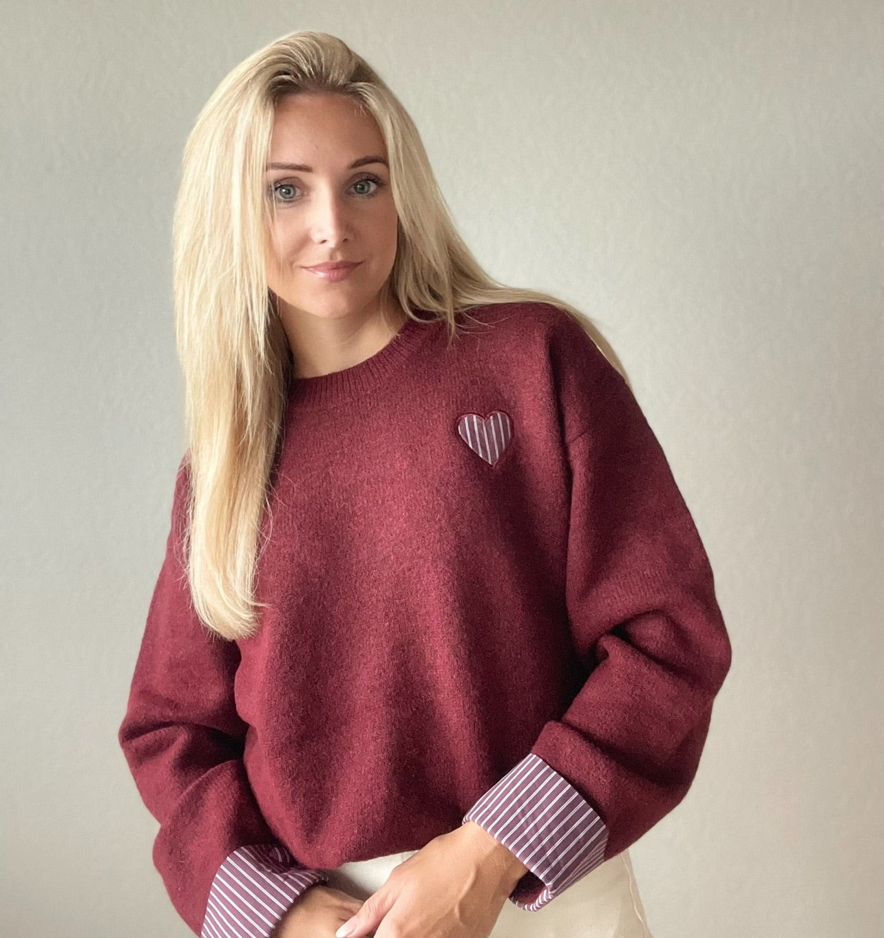 🍷 Mila Heart Knit - Burgundy