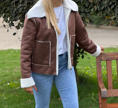 Brown Teddy Detail Jacket