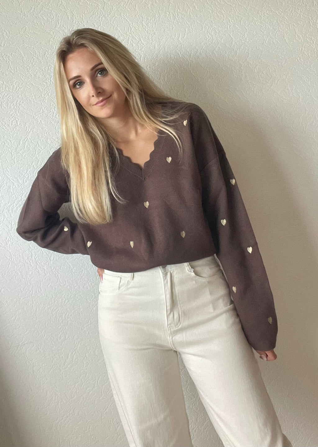 bruine hartjes tuniek - sweater 