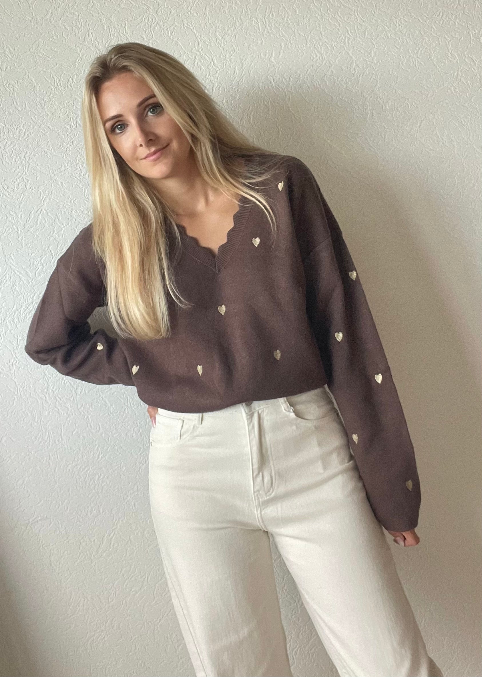 bruine hartjes tuniek - sweater 