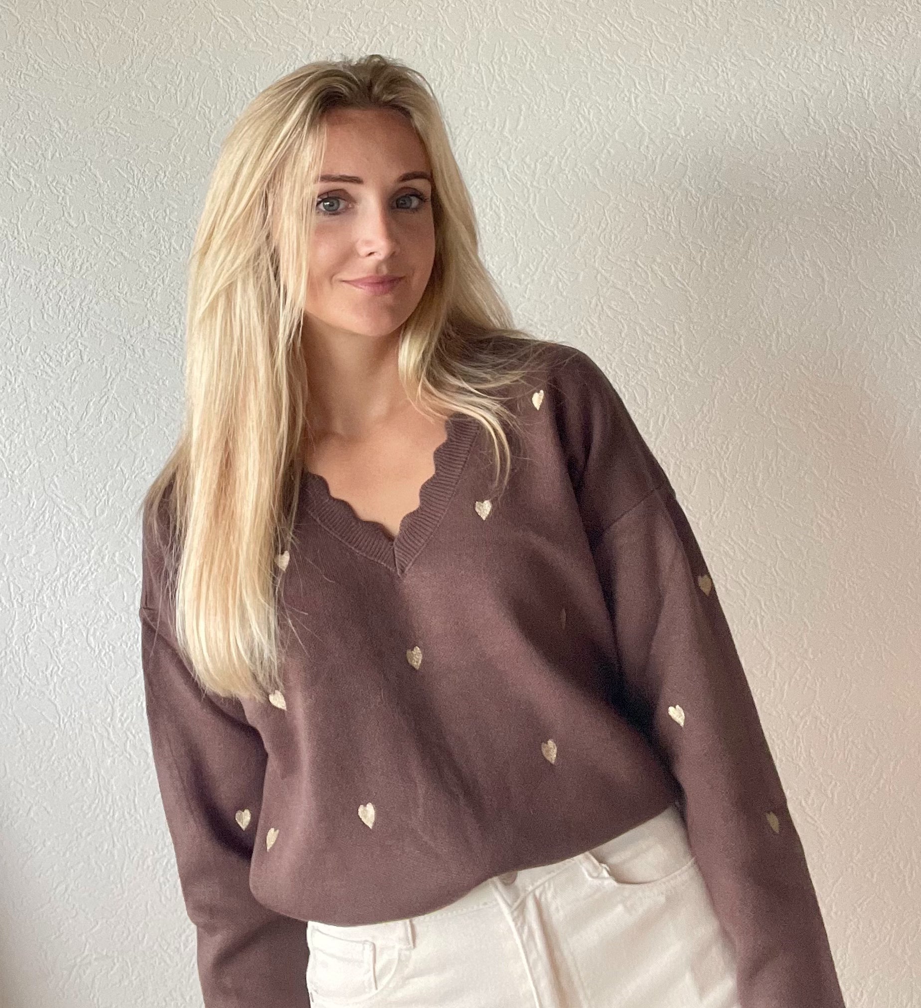 bruine hartjes tuniek - sweater - trui