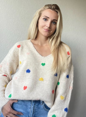 Crème Sweater V-neck 🌈❤️💛