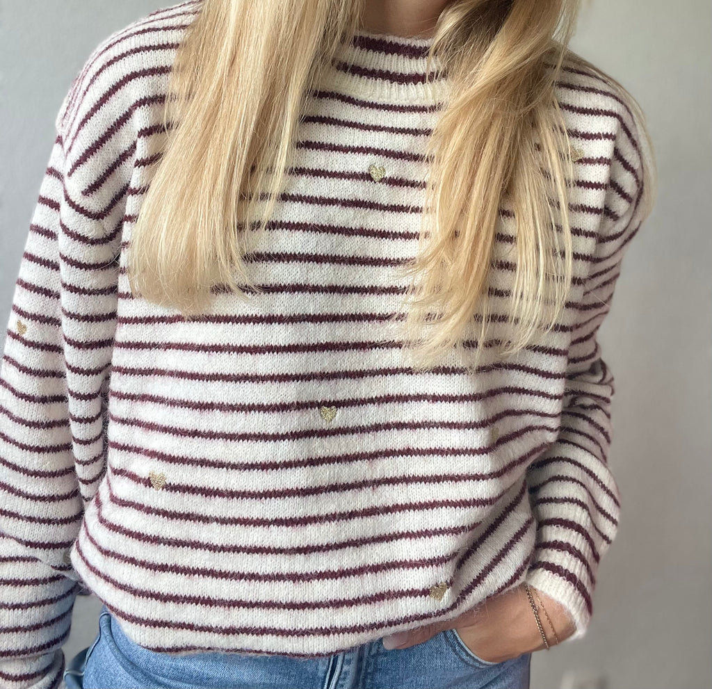 gestreepte bordeaux sweater