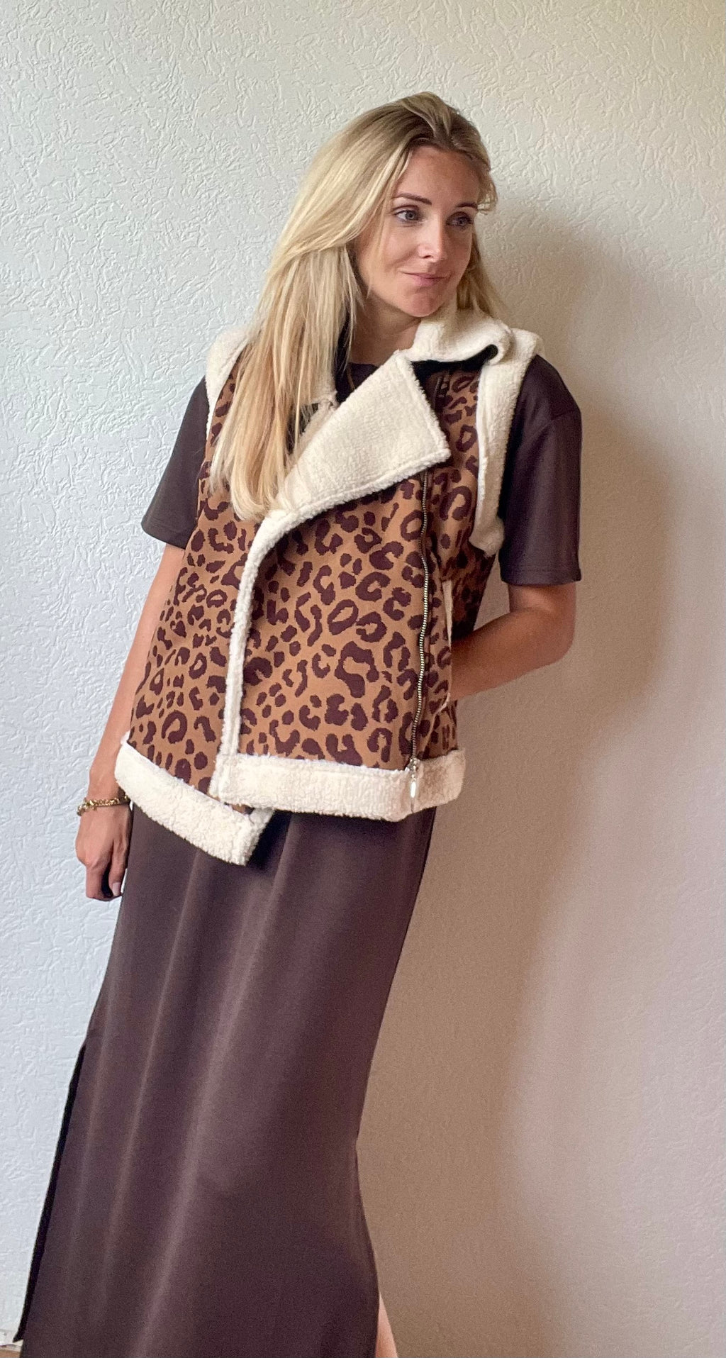 lang kleed met bodywarmer